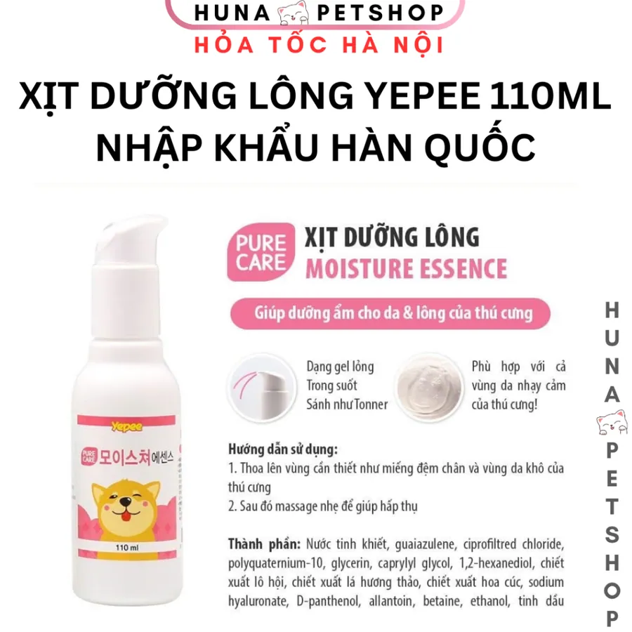 Xịt Dưỡng Lông Thơm Mát Cho Chó Mèo Yepee – Dưỡng Ẩm Da, Mềm Mượt Lông, Không Bết Dính