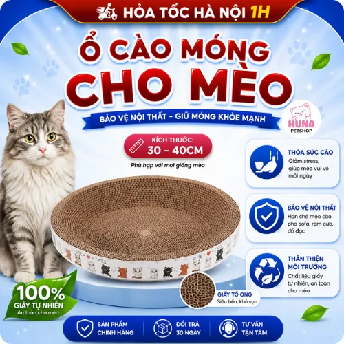 Ổ cào móng hình tròn cho mèo to , Bàn cào móng kiêm ổ đệm nằm đường kính 30-40cm 1kg -6kg