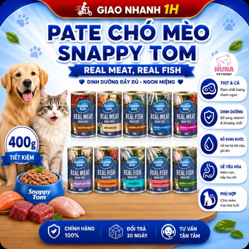 Pate Chó Mèo Snappy Tom Lon 400g Real Fish & Real Meat - Hỏa tốc Hà Nội