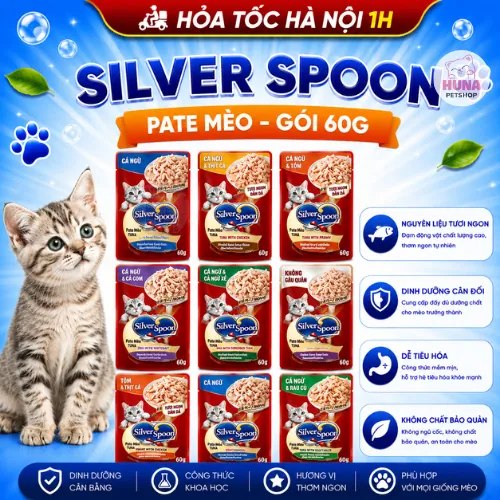 Pate Cho Mèo Silver Spoon 60gram - Thức Ăn Ướt Cho Mèo Silver Spoon - Sốt Mèo Gói Dạng Sốt