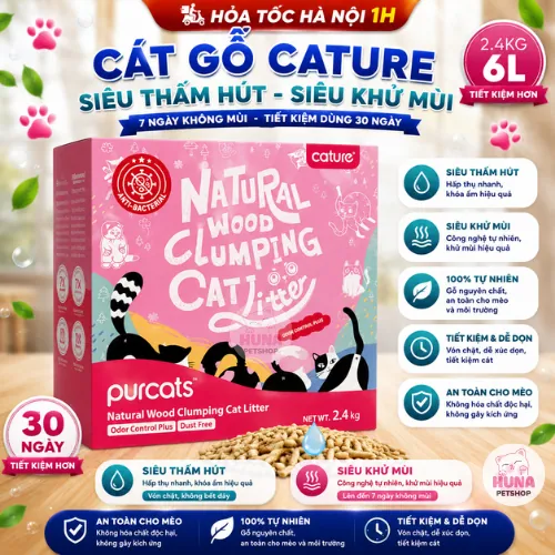 Cát gỗ cho mèo Cature - Siêu thấm hút - 7 ngày không mùi