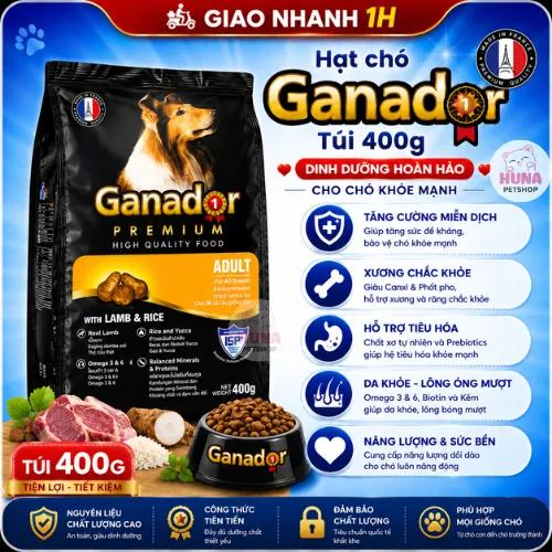 Thức Ăn Cho Chó Ganador - Hạt Khô Cho Chó Con Và Chó Lớn 400g