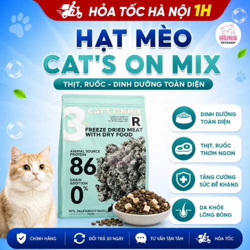 Thức Ăn Hạt Cho Mèo Cat’s On Mix R, CATON T – Không Ngũ Cốc, Trộn Ruốc, Thịt Sấy