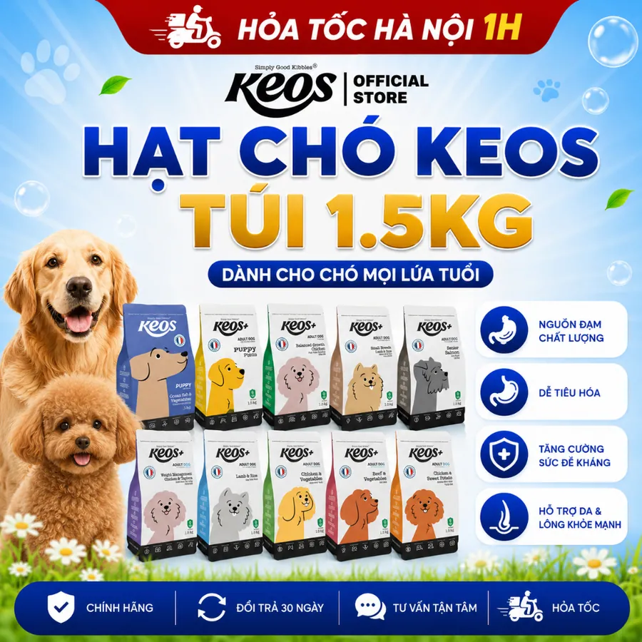 Hạt Chó Keos 1.5kg các loại – Hạt Nhỏ Dễ Ăn, Hỗ Trợ Tiêu Hóa