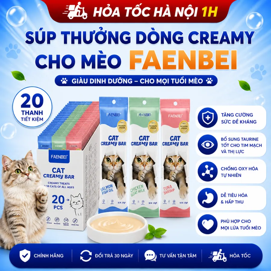 Súp Thưởng Dòng Creamy Cho Mèo Faenbei – Kết Cấu Kem Mịn, Dinh Dưỡng Đột Phá