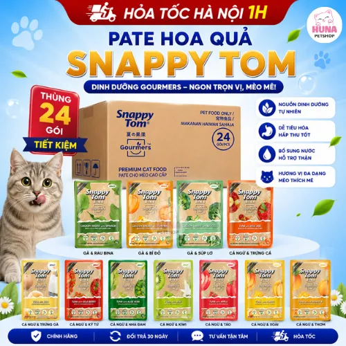 Hộp 24 Gói Pate Snappy Tom Hoa quả Pate Cho Mèo Gói 70g