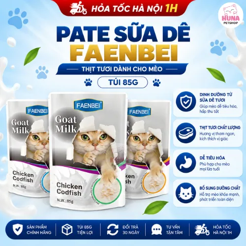 Pate Sữa Dê Faenbei Cho Mèo - Pate Sữa Dê Thịt Tươi 85g