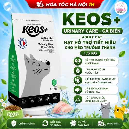 Hạt Mèo Keos+ Urinary Cá Biển 1.5kg – Hỗ Trợ Tiết Niệu, Giảm Nguy Cơ Sỏi, Dễ Tiêu Hóa