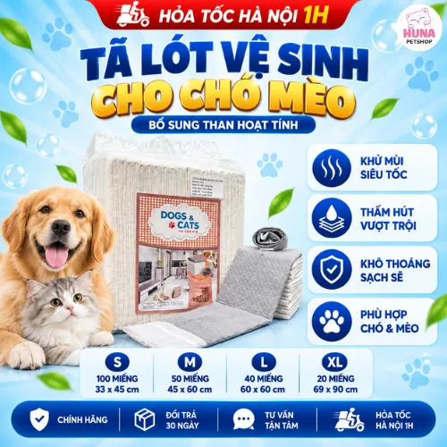 Tã Lót Vệ Sinh Cho Chó Mèo Bổ Sung Than Hoạt Tính - Khử Mùi Siêu Tốc & Khô Thoáng Sạch Sẽ