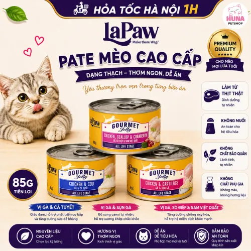 Pate Cho Mèo Mọi Lứa Tuổi laPaw Gourmet 85g – Dạng Thạch Dinh Dưỡng Tự Nhiên, Bổ Sung Vitamin