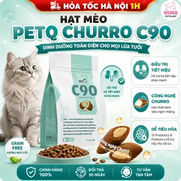 THỨC ĂN HẠT CHO MÈO CHURRO C90 – C90K – C90U PETQ HẠT CÓ NHAN 90% THỊT – TIẾT NIỆU