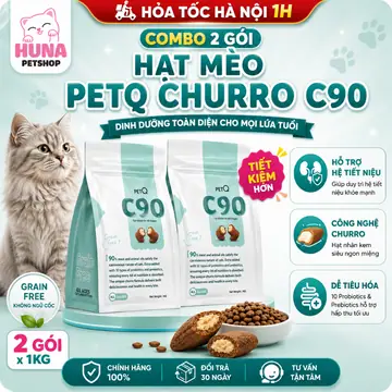 COMBO 2 GÓI THỨC ĂN HẠT CHO MÈO CHURRO C90 – C90K – C90U PETQ HẠT CÓ NHAN 90% THỊT – TIẾT NIỆU