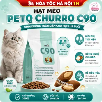 Thức ăn hạt cho mèo PetQ, Hạt Churro C90, 90% từ thịt & dầu động vật
