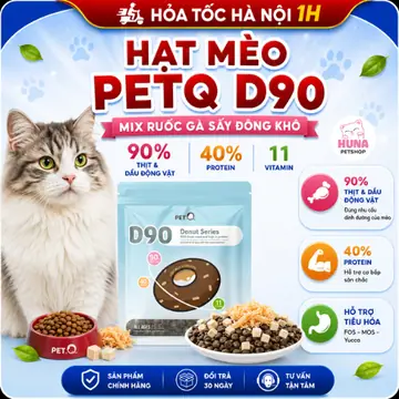 Hạt mèo PetQ D90 mix Ruốc Chà bông cho mèo con mèo lớn