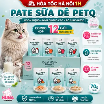 Combo 12 gói Pate Sữa Dê Cho Mèo PetQ 70g - Dễ Hấp Thu - Bổ Sung Nước - Nhiều Vị