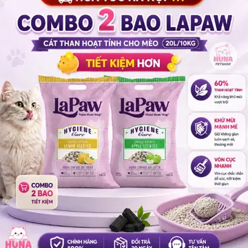 Combo 2 bao Cát vệ sinh cho mèo laPaw than hoạt tính cao cấp siêu vón cục, khử mùi, thơm lâu 20L