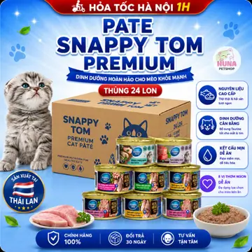 1 THÙNG 24 lon Pate Cao Cấp Cho Mèo Snappy Tom Premium 85g - Dành cho mèo lớn, mèo con