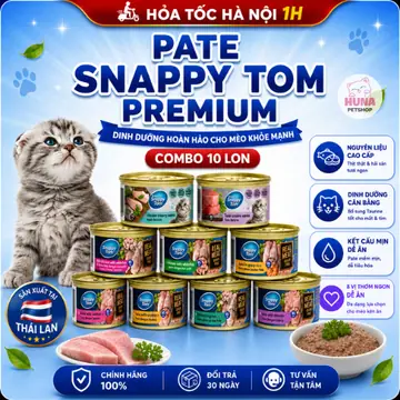 COMBO 10 lon Pate Cao Cấp Cho Mèo Snappy Tom Premium 85g - Dành cho mèo lớn, mèo con