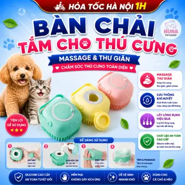 Bàn chải tắm cho thú cưng massage chăm sóc sức khỏe an toàn tiện dụng