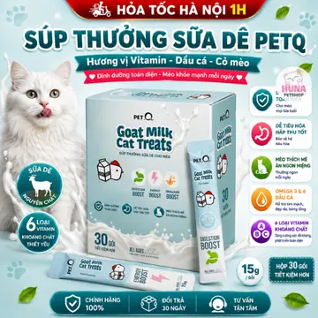 Hộp 30 thanh Súp thưởng cho mèo PetQ, Súp thưởng sữa dê cao cấp