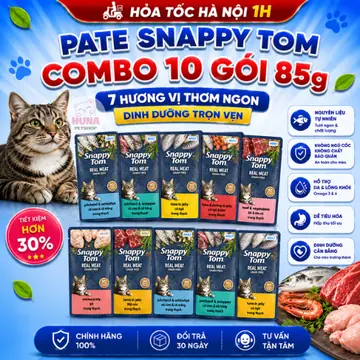 Combo 10 Pate Snappy Tom 85g cho mèo