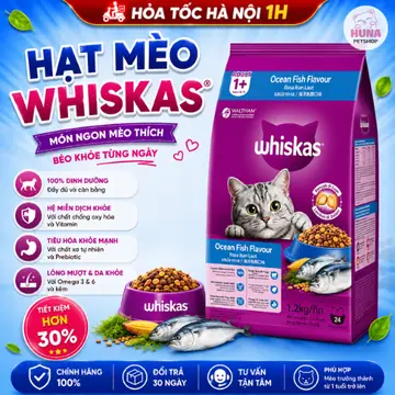 Thức ăn cho mèo hạt whiskas mèo con 1,1kg mèo lớn 1,35kg