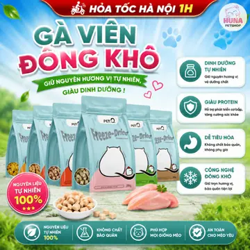 GÀ VIÊN SẤY ĐÔNG KHÔ PETQ - 100% Thịt Tươi - Dinh Dưỡng Cao - Cho Chó Mèo