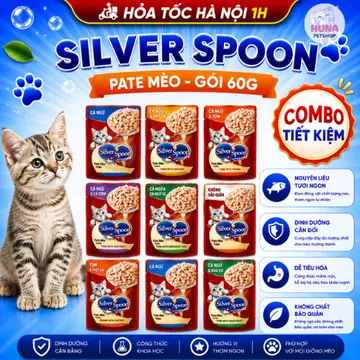 Combo 10 gói Pate Ướt Silver Spoon Cho Mèo 60g