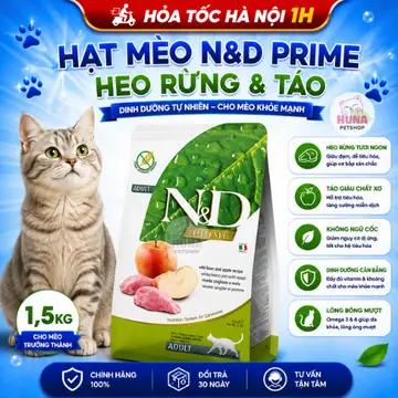 Hạt N&D Cho Mèo Vị Heo Rừng & Táo – Farmina N&D Prime Boar & Apple Adult Cat