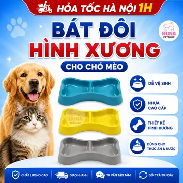 Bát Đôi Hình Xương Đựng Thức Ăn & Nước Uống Cho Chó Mèo