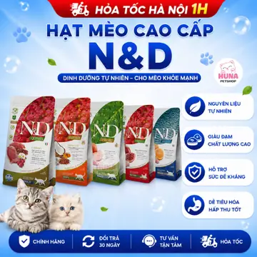 Hạt mèo Farmina N&D cao cấp cho mèo nhiều vị, Hạt N&D không độn ngũ cốc