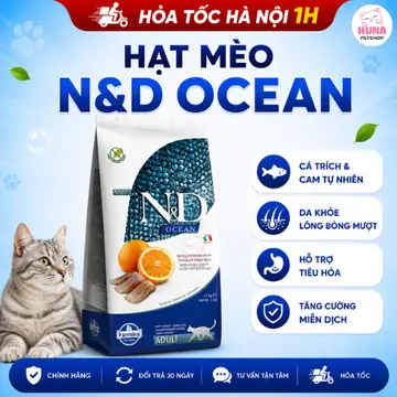 Hạt mèo Farmina N&D Cá Cam, Cá Trích và cam ngọt N&D Ocean Herring & orange Grain free