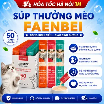 Combo 50 Súp Thưởng Dòng Kinh Điển Cho Mèo Faenbei – Dinh Dưỡng Cao Cấp, Kích Thích Vị Giác