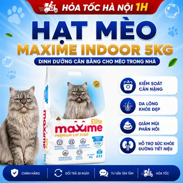 Hạt Mèo Maxime Elite Indoor Adult 5kg – Kiểm Soát Cân Nặng, Giảm Búi Lông, Hỗ Trợ Tiết Niệu