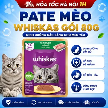 Pate mèo Whiskas cho mèo con mèo lớn gói 80g