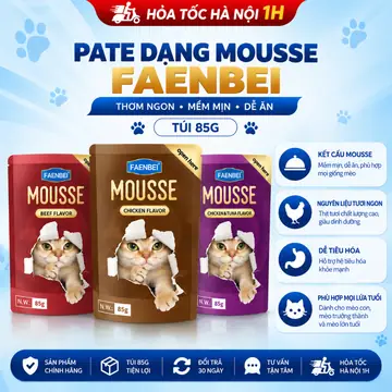 Pate Dạng Mousse Cho Mèo Faenbei 85g - Mềm Mịn, Nhiều Hương Vị