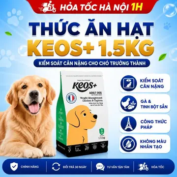 Hạt Chó Keos+ Adult Weight Management Vị Gà & Tinh Bột Sắn 1.5kg – Kiểm Soát Cân Nặng