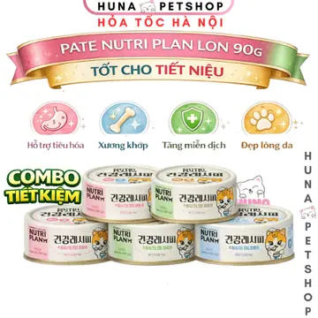 Combo tiết kiệm Pate Nutri Plan lon 90g nhập khẩu Hàn Quốc hỗ trợ tiết niệu
